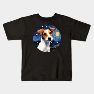 Jack Russell Terrier, van gogh style, starry night, Post-impressionism Kids T-Shirt